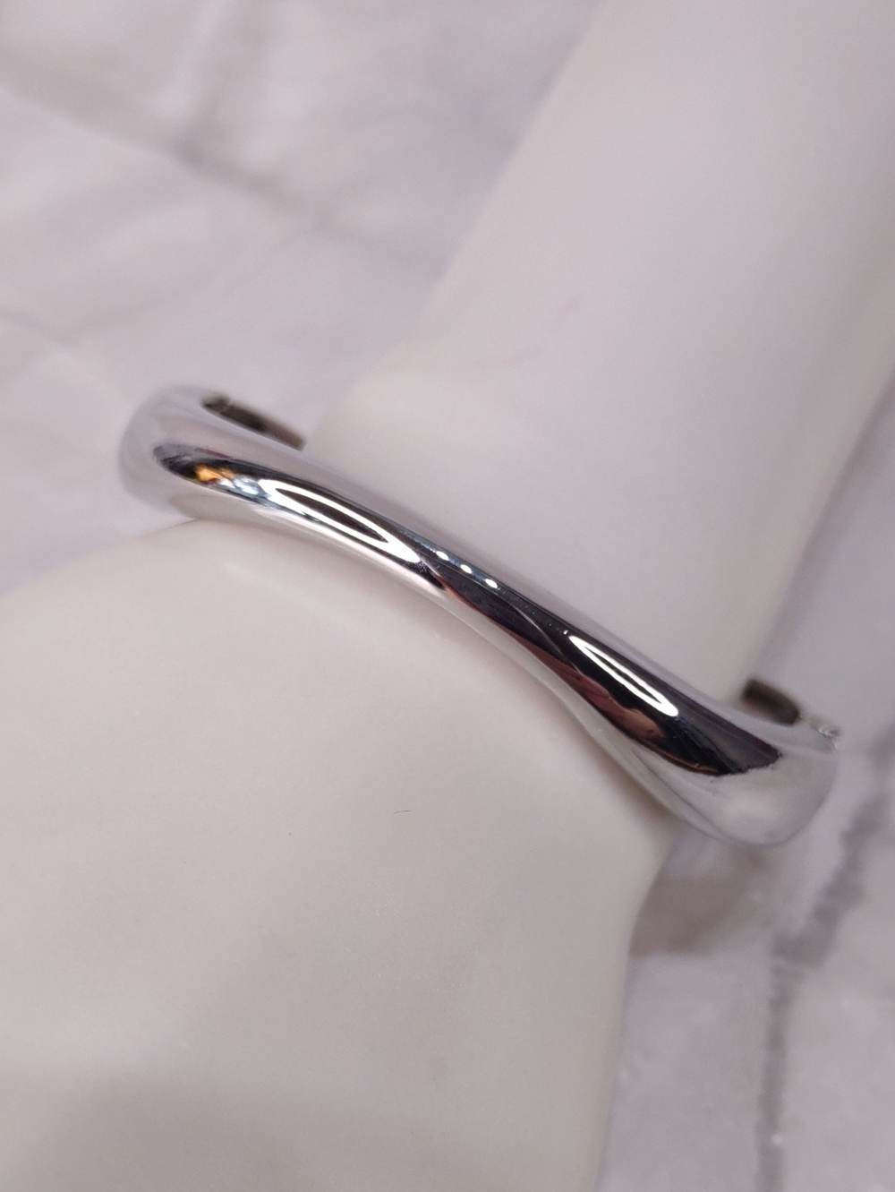 Wavy Silver-Plate Hinged Bangle Bracelet